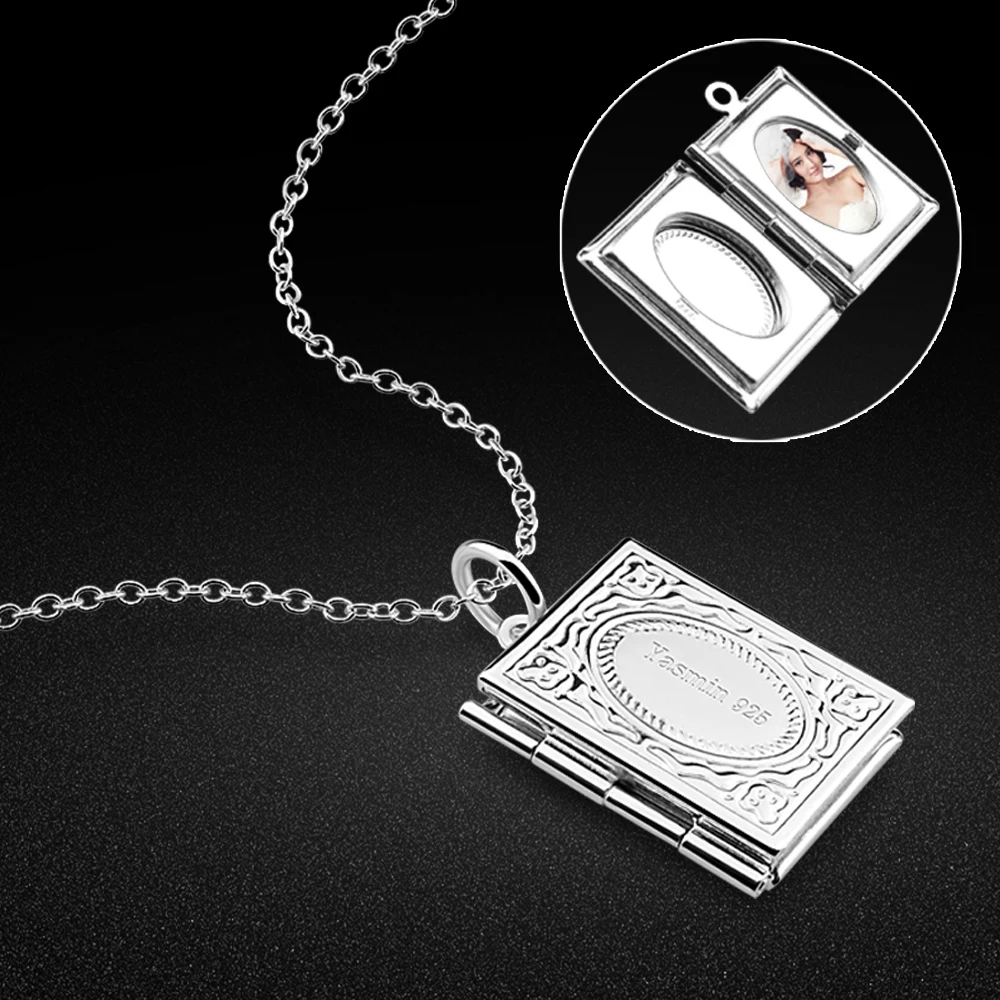 Vintage Square Memory Photo Locket Necklace for Women 925 Sterling Silver Sentimental Keepsake Chain Elegant Anniversary Gifts