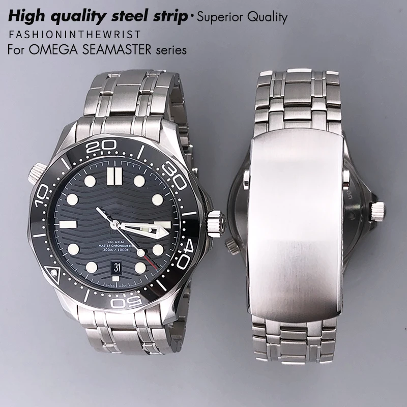 Top Quality Stainless Steel Watchband 20mm Fit for Omega New Seamaster 300 Diving Silver Rose Gold Watch Strap PUSH Buckle