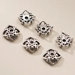 2pcs/lot 925 Sterling Silver Vintage Hollow Out Flower Bead Caps 5.8mm Entire S925 Silver Earring End Cap DIY Jewelry Accessory