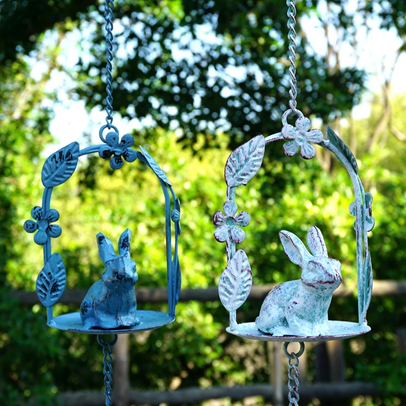 Bunny Wind Chime Vintage Retro Cast Iron Home Garden Decoration