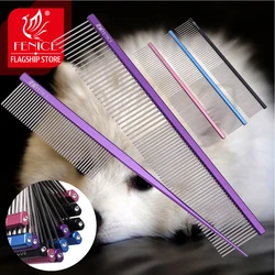 Fenice Metall Kamm für Hunde Edelstahl Haustier Hund Katze Pin Kamm Haar Pinsel Haarbürste Flohkamm Haustiere Acessorios Pet grooming