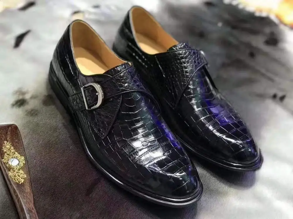 100% Genuine crocodile skin leather men fashion shoe with cow skin lining  best quality men business dress shoe offical shoe men