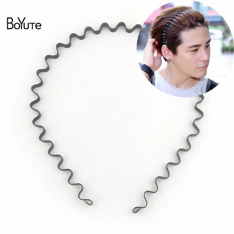 BoYuTe Custom Made (12 Pieces/Lot) Metal Iron Black Paint Hair Band Hairband Simple Men Headband