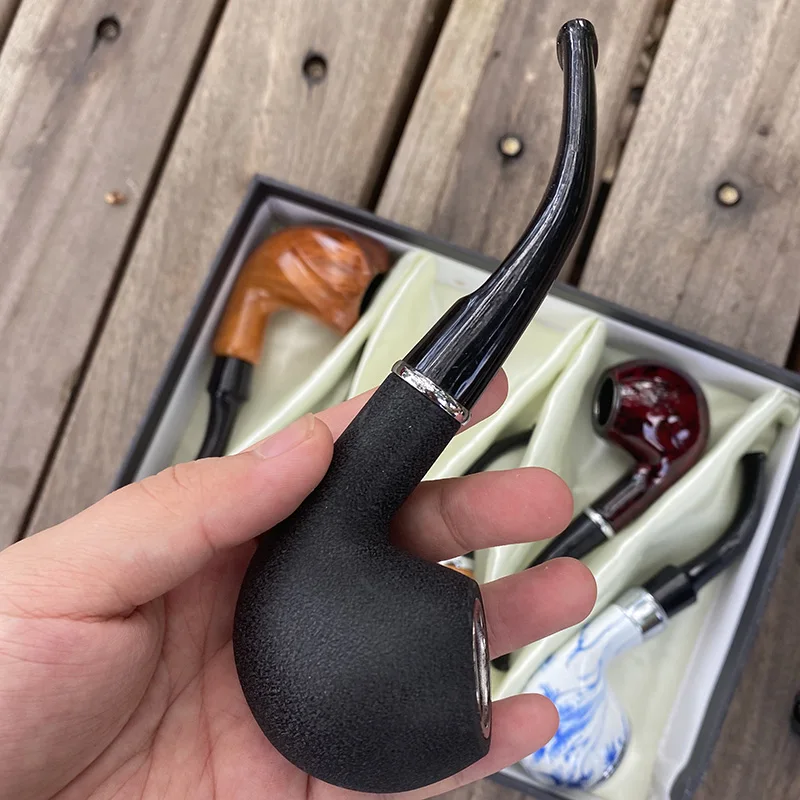 6Pcs/Set Class Style Tobacco Smoking Pipe Wood Resin Filter Holder with Gift Box for Best Friend