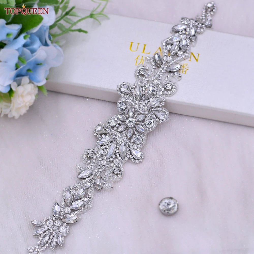 TOPQUEEN S12 Silver Rhinestone Belt Luxury Bridal Wedding Accessories Women\'s Dresses Appliques Marriage Decoration Girdles