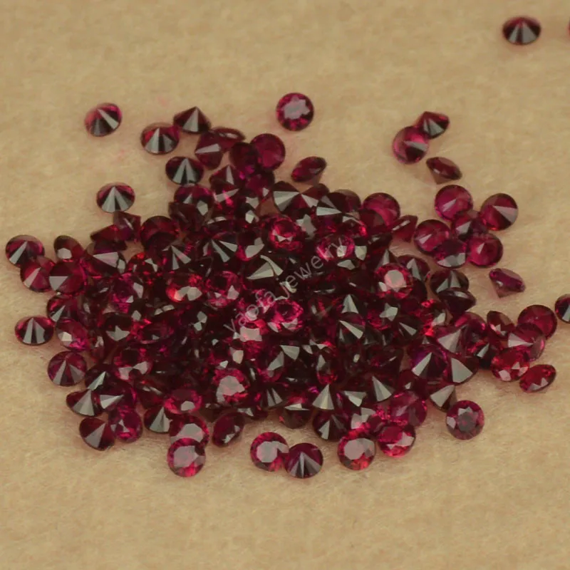 0.9~4mm 5A 8# Dark Rose Red Corundum Round Brilliant Shape Cut Loose Machine Cut Synthetic Corundum Gems Stone For Jewelry