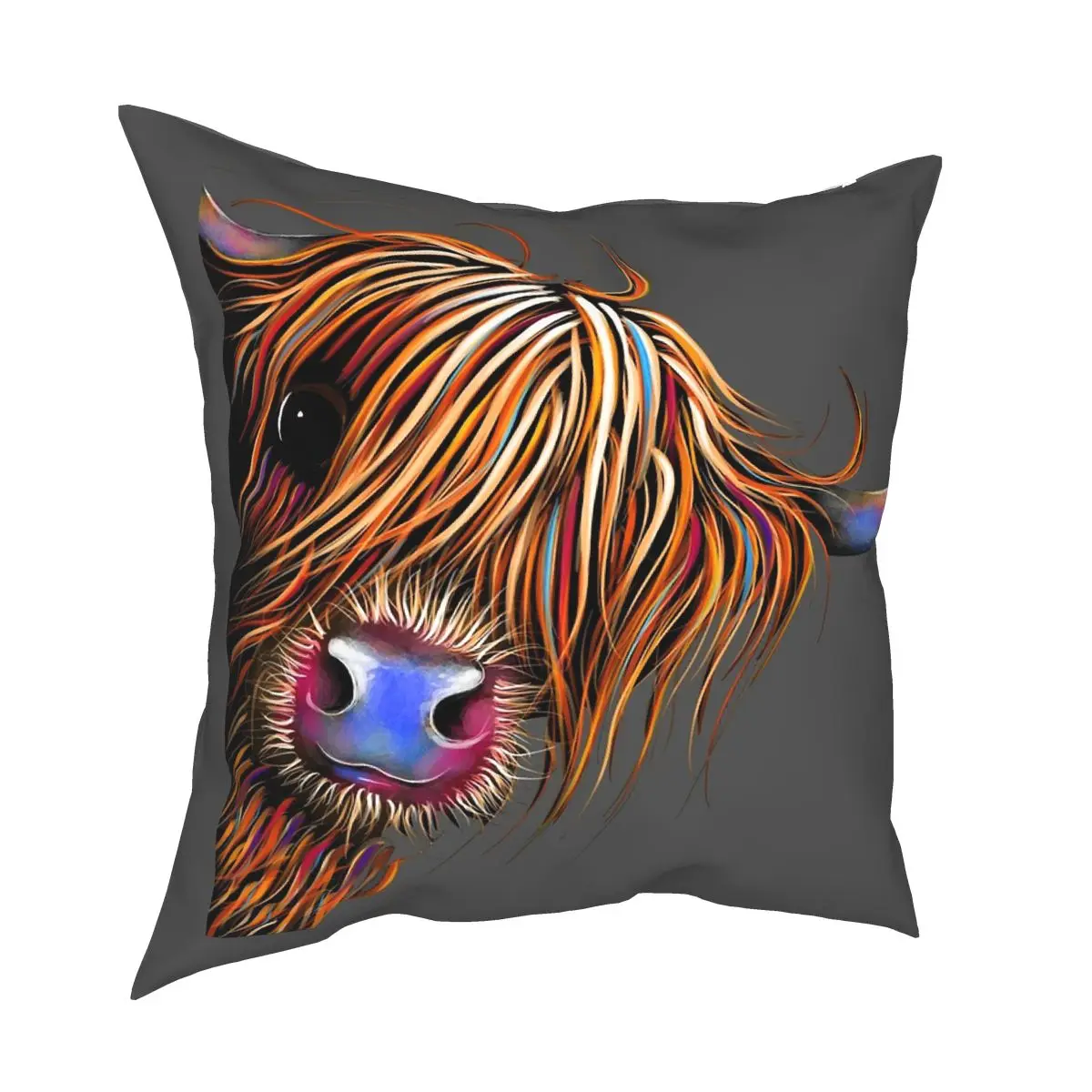 HiGHLaND CoW PRiNT SCoTTiSH SuGaR LuMP Pillowcase Polyester Printed Zip Decor Throw Pillow Case for Car Cushion Cover 18