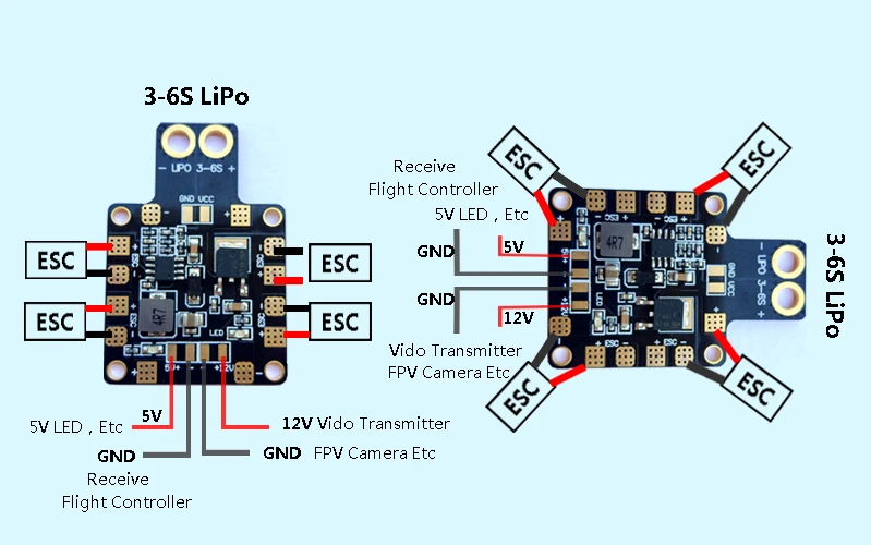 30.5*30.5mm 3-6S Power Hub PDB XT60 Power Distribution Board PDB-XT60 with BEC 5V/12V for FPV Drone Quadcopter QAV210 250 Part