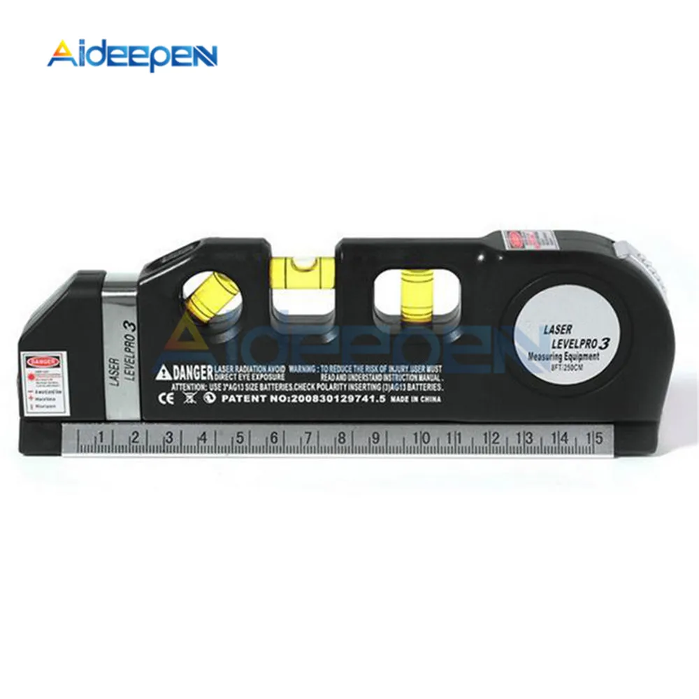 Multi Function Laser Level Cross Line Laser Tape Metric Ruler Measure Level Laser with Horizontal Vertical Measure Tape 8FT