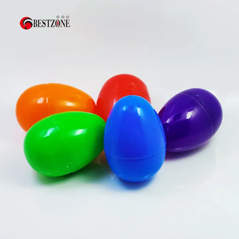 10Pcs 55*80MM Easter Eggs Plastic Happy Funny Toy Surprise Container 3 Inches Gift Colorful Party Decorations For Kids