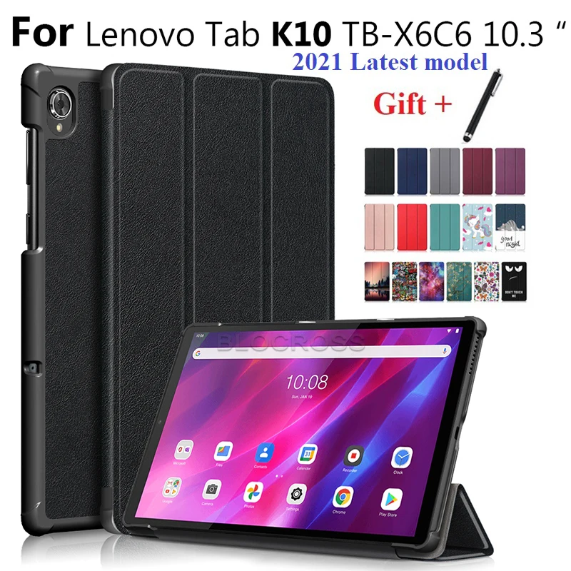 

For Lenovo K10 TB-X6C6F/ TB-X6C6X/ TB-X6C6NBF Tablet PC Protective Cover Case Cover thri-fold Flip Leather Case Caqa with Stylus