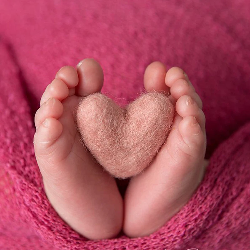 Newborn Photography Props Baby Girl Boy Handmade Felted Wool Love Heart Shape Fotografia Shoot Photo Prop Accessories