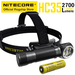 NITECORE HC35 USB Rechargeable Flashlight L-shpe Headlamp 2700 Lumens Metal Magnetic Headlight Searchlight,21700 4000mAh Battery