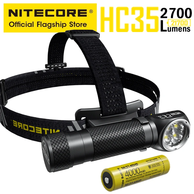 lanterna recarregavel usb farol em forma de l 2700 lumens farol magnetico de metal holofote bateria 4000mah 21700 nitecore hc35 01