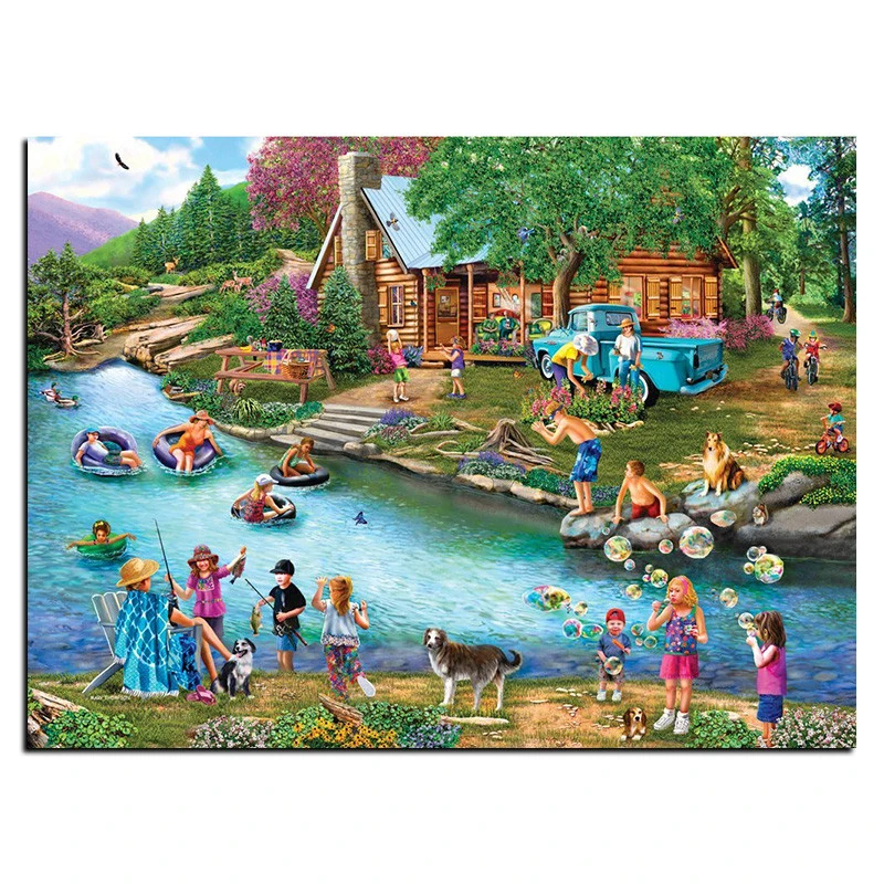 5D Diy diamond painting cross stitch Summer Outing Full Round Drill Diamond embroidery Needlework Rhinestone MosaicZP-1644