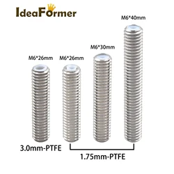 5pcs 3D Printer Stainless Steel Heat Break Throat M6 26/30/40 mm For MK8 1.75&3.00mm Filament With Teflonin PTFE Tube