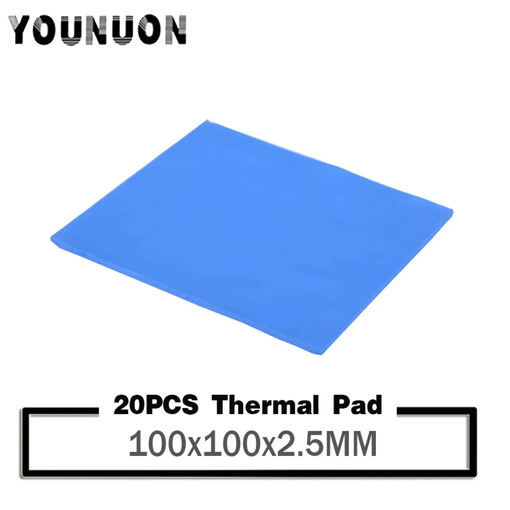 20PCS 100x2.5mm GPU CPU Heatsink Cooling Conductive Silicone Pad 100mm*100mm*2.5mm Thermal Pad