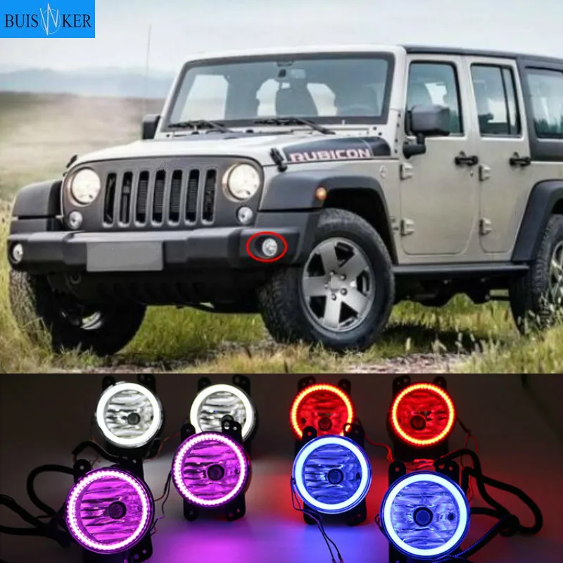 

2PCS For JEEP Wrangler Journey Car LED Fog Light Angel Eye Daytime Running Light White Red blue purple