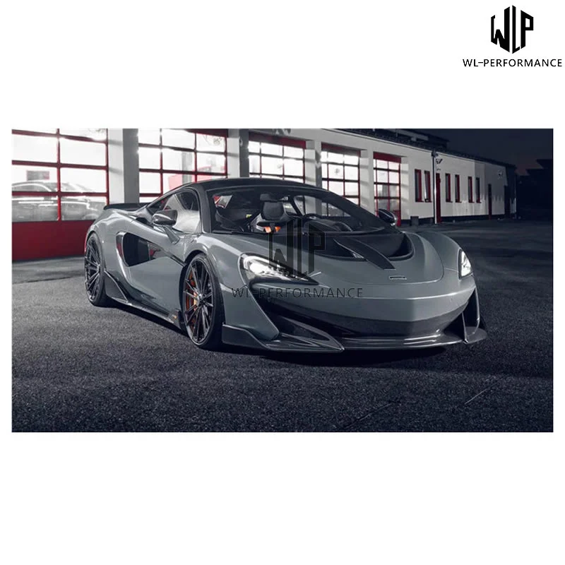 600lt Style Carbon Fiber Front Rear Bumper Side Skirts Rear Spoiler Engine Hood with Exhaust for Mclaren 540c 570s 570gt