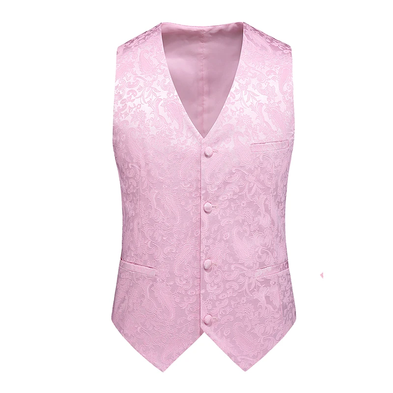 Wit Roze Mouwloos Vest, Heren Enkelvoudig Vest Met V-Hals, Huwelijksfeest Herenvesten Blauwrood Zwart S-5XL 6xl