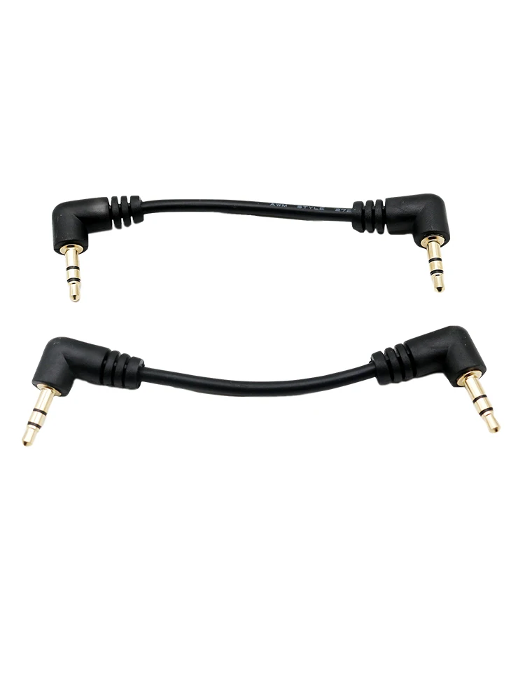 1 Stück Gold 3,5 mm 1/8 Zoll rechtwinklig auf 3,5 mm 3-polig männlich rechts Stereo AUX Audiokabel 10 cm / 15 cm – Detail 5