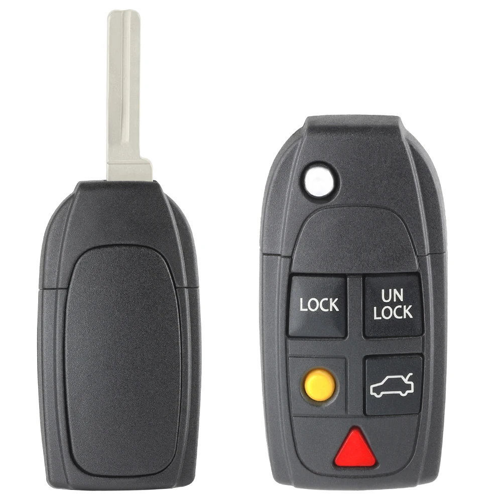 KEYECU New 5 Button Flip Key Shell Folding Remote Case Fob for Volvo S60 S80 V70 XC70 XC90 2003 2004 2005 2006