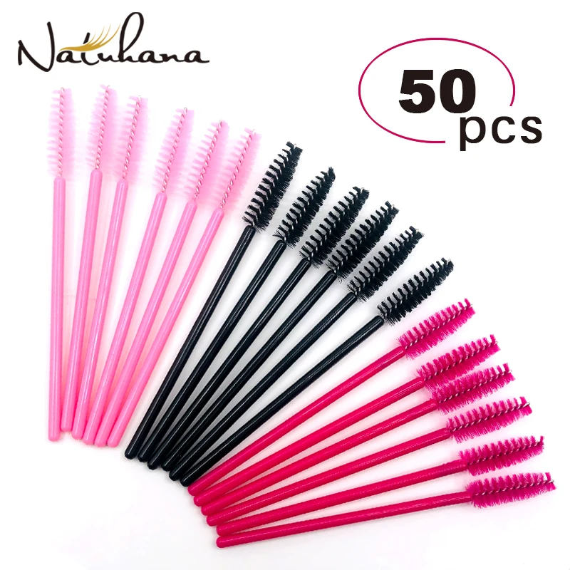 Brosse à sourcils jetable, Extension de cils, baguette applicateur de Mascara, bobines, ensemble de pinceaux cosmétiques, outils de maquillage, 50 pièces