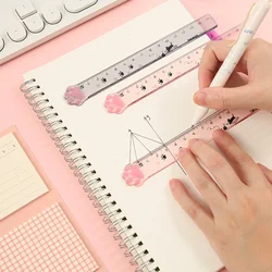 Kawaii Cat Paw Plastic Ruler Straight Ruler Plastic Measuring Tool For Student School Office