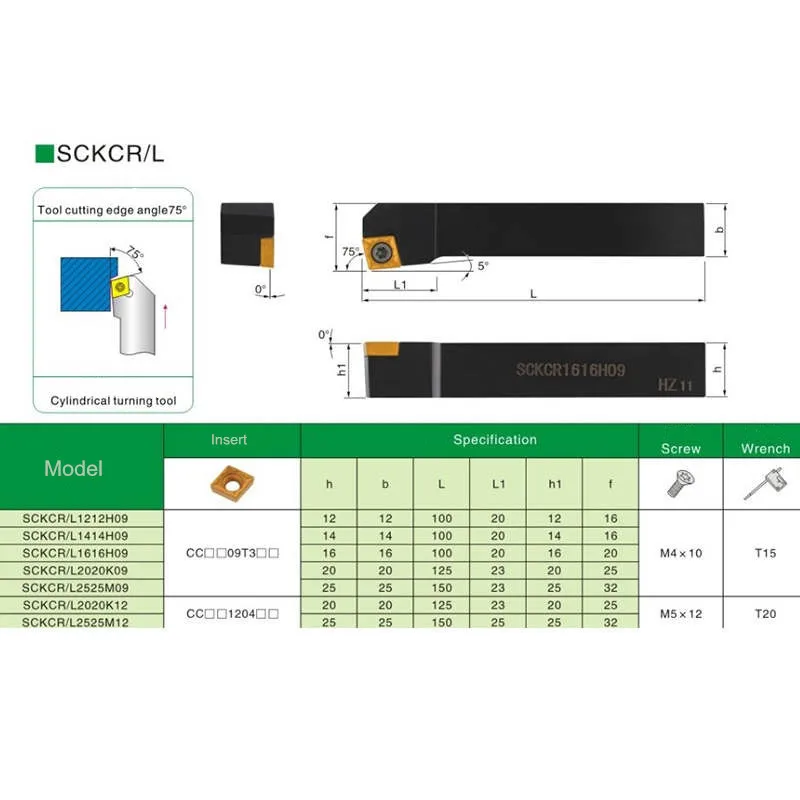 SANAI-portaherramientas de torneado externo para torno CNC, barra de corte SCKCR, varilla giratoria SCKCR2020K09 SCKCL2525M09 SCKCR2020K12 SCKCR2525M12