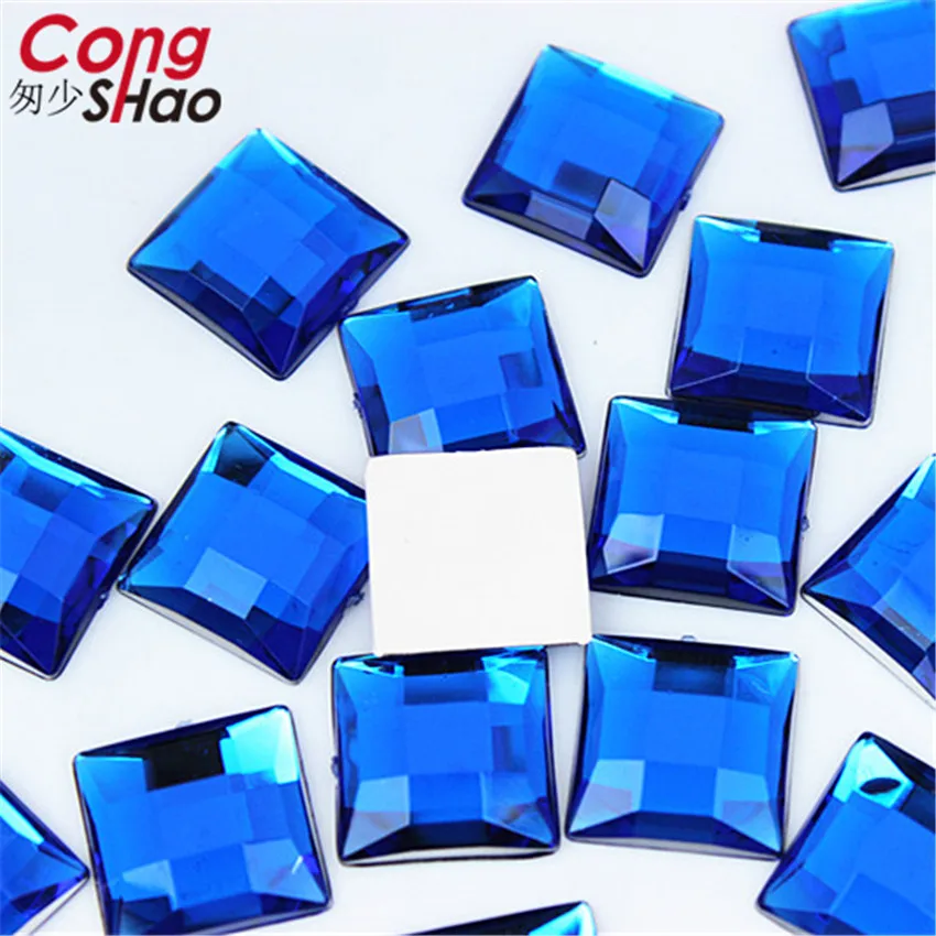 50pcs 14mm Square Shape Colorful Flatback Acrylic AB Rhinestone Stones And Crystals For DIY Costume Jewelry Accessories WC788