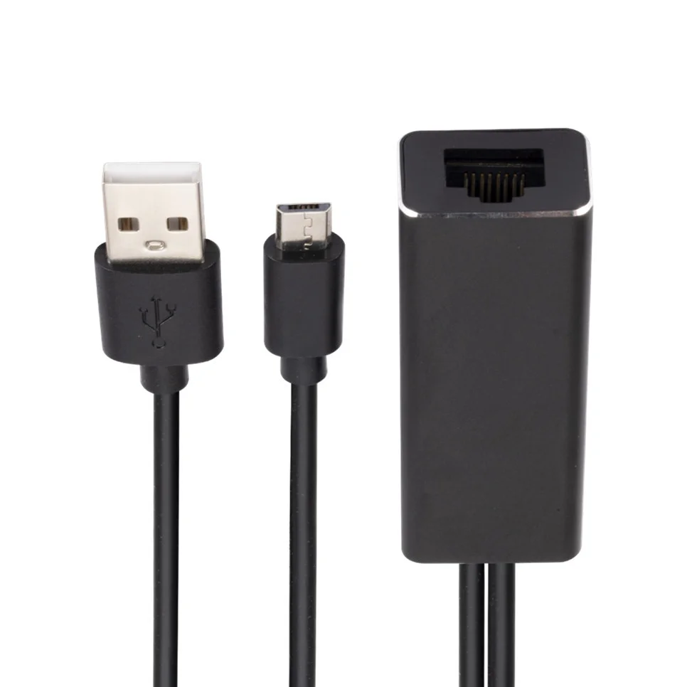 BGGQGG USB Ethernet Adapter USB 2.0 MICRO USB to Network Card Adapter 100MB for Fire TV Stick TV Card Without Buffer