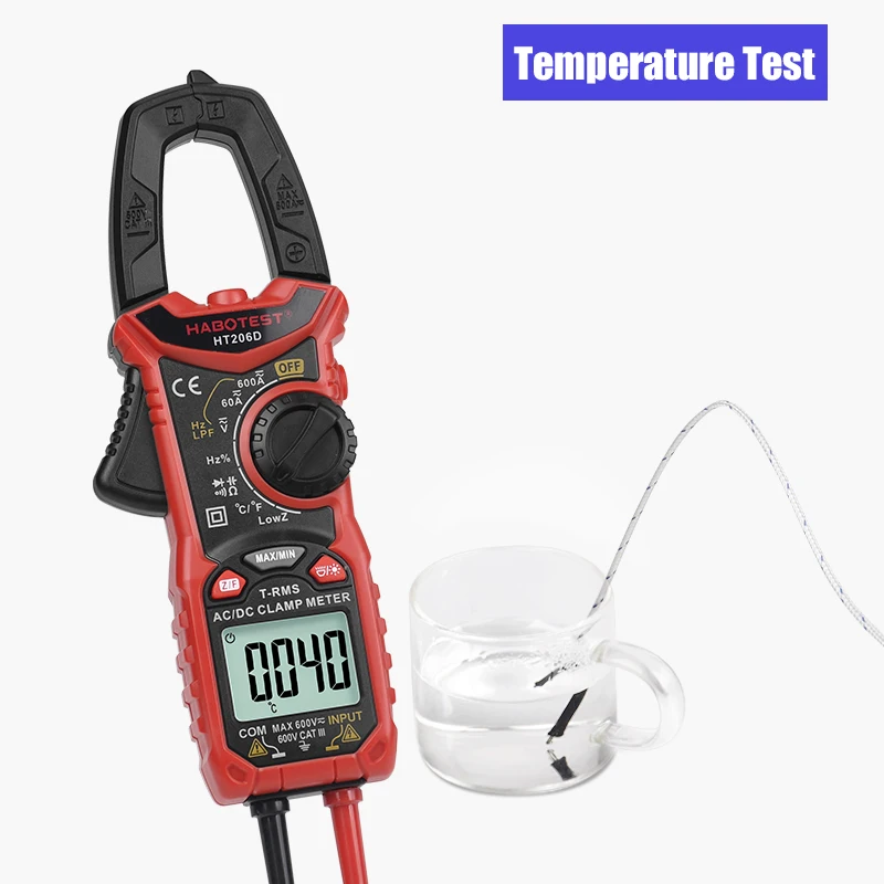 Professional Clamp Multimeter Digital Automotive Tester HABOTEST True RMS Ohm Capacitance Hz AC DC NCV Amperometric Clamp Meter