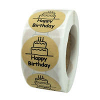 100-500pcs Cute Happy Birthday Stickers 2.5cm/1 Inch Children's Birthday Party Gift Sealing Decorations Greeting Card Labels