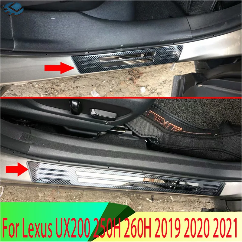 

For Lexus UX200 250H 260H 2019 2020 2021 Stainless Steel Ouside Door Sill Panel Scuff Plate Kick Step Trim Cover Protector