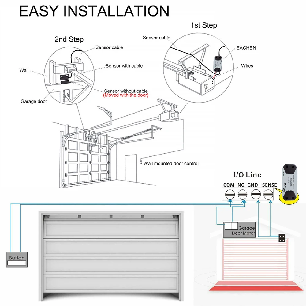 Wofea trabalho inteligente do controlador do abridor de porta da garagem com alexa echo google casa nenhum hub exigir