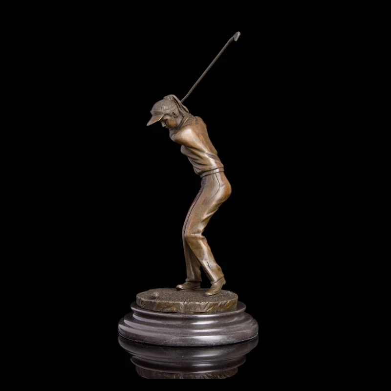 ArtsHom DS-034 Sport Statue Bronze Golf Player Sculpture Woman Golfer Figurines Girl Playing golf art decor For office