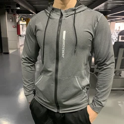 Winter Autumn Hoodies Sport Shirt Men Zipper Running Jackets Fitness Gym outdoor Sports Clothing Sport Top Men's Sportswear