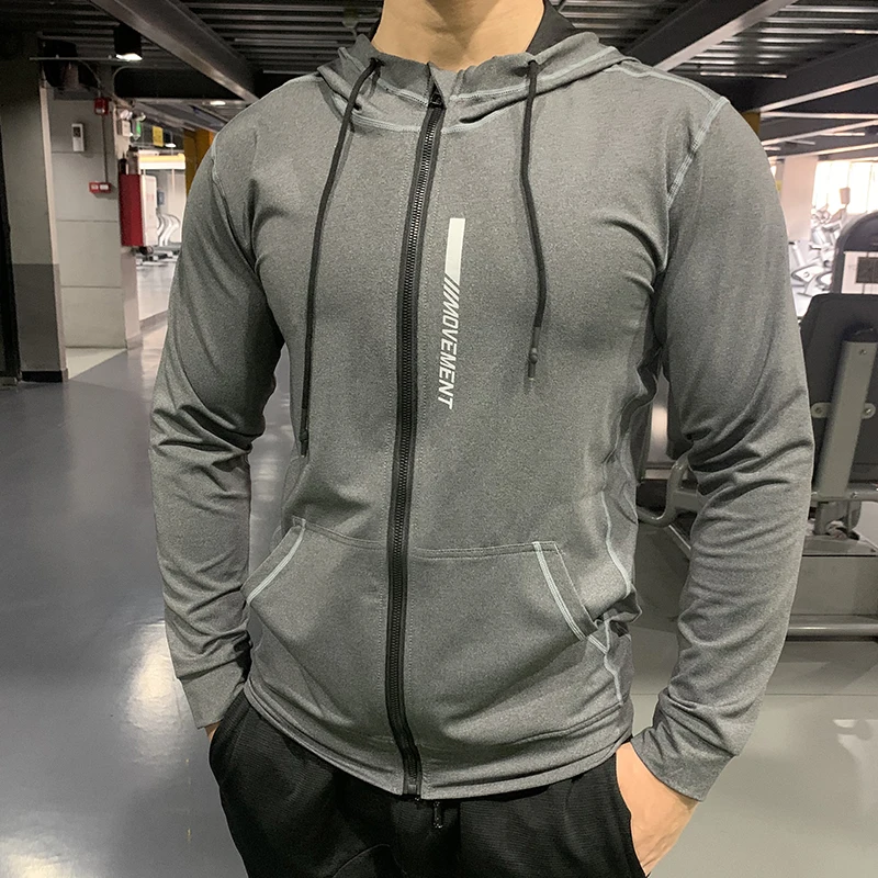 Winter Autumn Hoodies Sport Shirt Men Zipper Running Jackets Fitness Gym outdoor Sports Clothing Sport Top Men's Sportswear