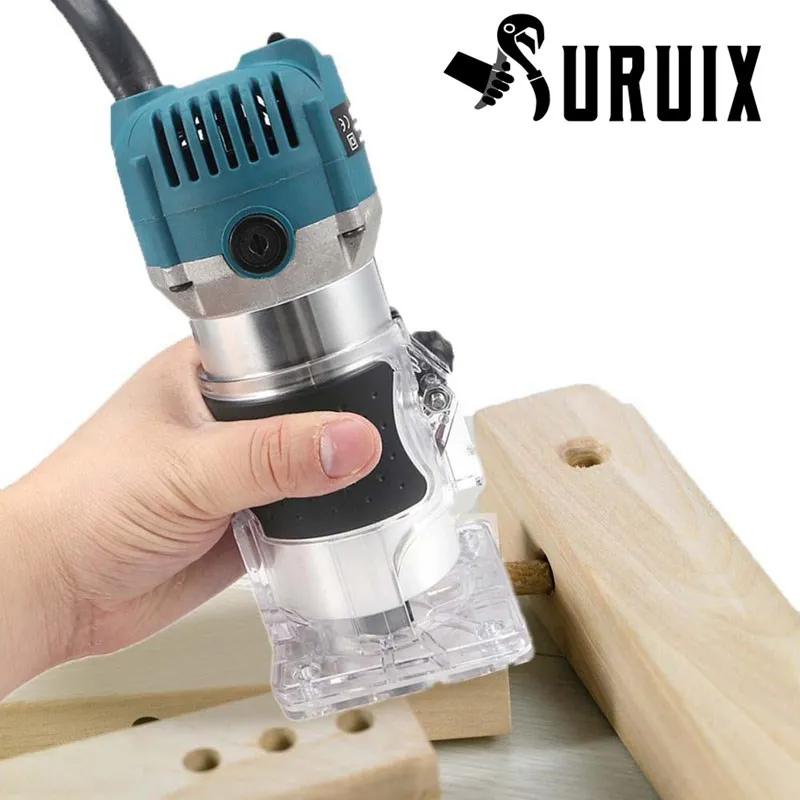 800W Blue Palm Router Electric Trimmer Chuck Power Tool Wood Milling Wood Slotting Machine Woodworking Carving Electromechanical