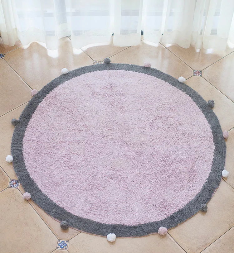 Round Rug Tapete Infantil Nordic Soft Cotton Fluffy Floor Mat Rugs for Baby Children Bedroom Living Room Photography Accessories