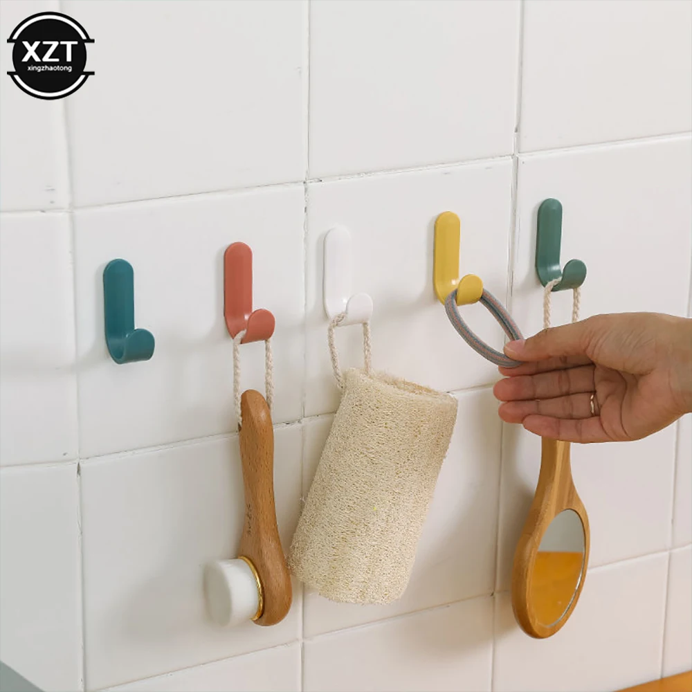 

4Pcs Self Adhesive Wall Hook Strong Without Drilling Coat Bag Bathroom Door Kitchen Towel Hanger Hooks Home Key Holder