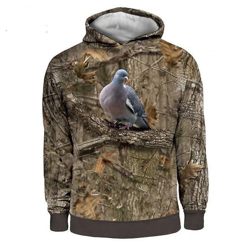 Man 3D Hoodies Fashion Camo Hunting Animals Bird Streetwear Hooded Sweatshirts Long Sleeve Casual Pullover Men's Hoody