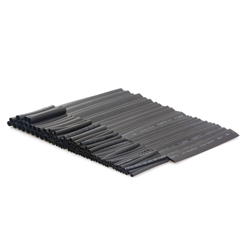 127pcs 2:1 black heat-shrinkable flame retardant insulation heat shrink tubing tube sleeving wire cable