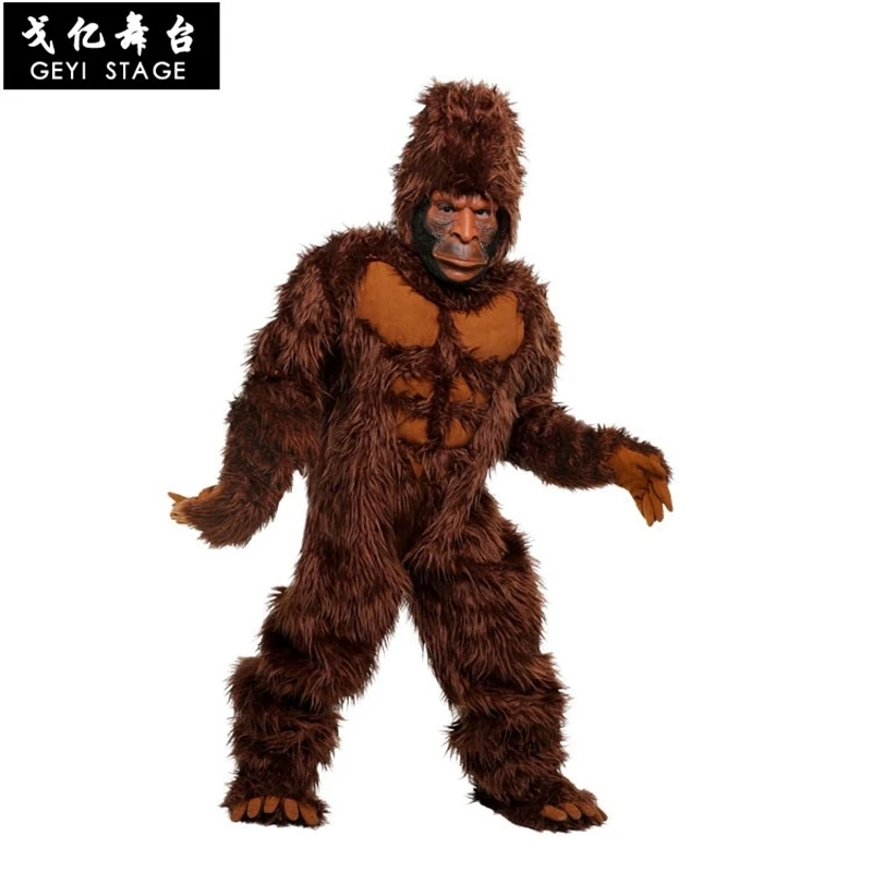 Brown gorilla costumes with no funny animal mask, Halloween costumes for adult carnivals, cosplay clothes include mask