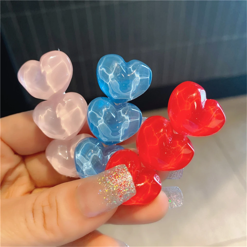 Summer Candy Color Heart Hair Clips Barrettes Sweet Transparent Jelly Hairpin Women Girls Cute Handmade Hairgrips Acccessories