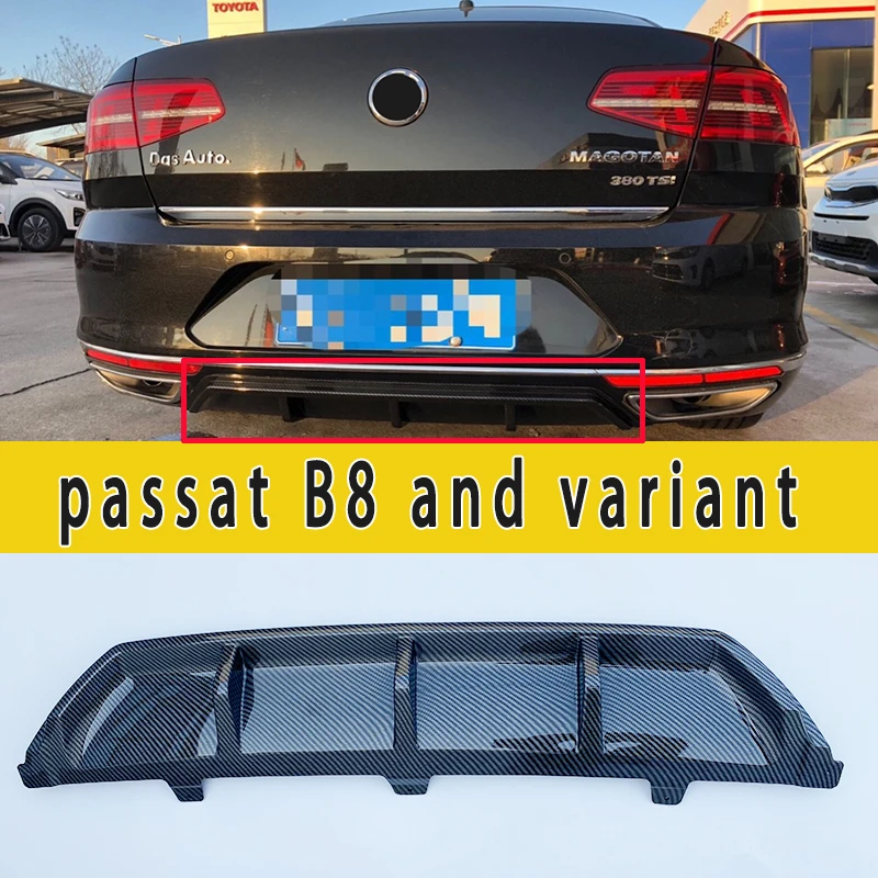 For VW Passat B8 Variant Rear Diffuser 2015 2016 2017 2018 2019 GTE Diffuser Rear Bumper Lip Trunk Spoilers Car Accessories