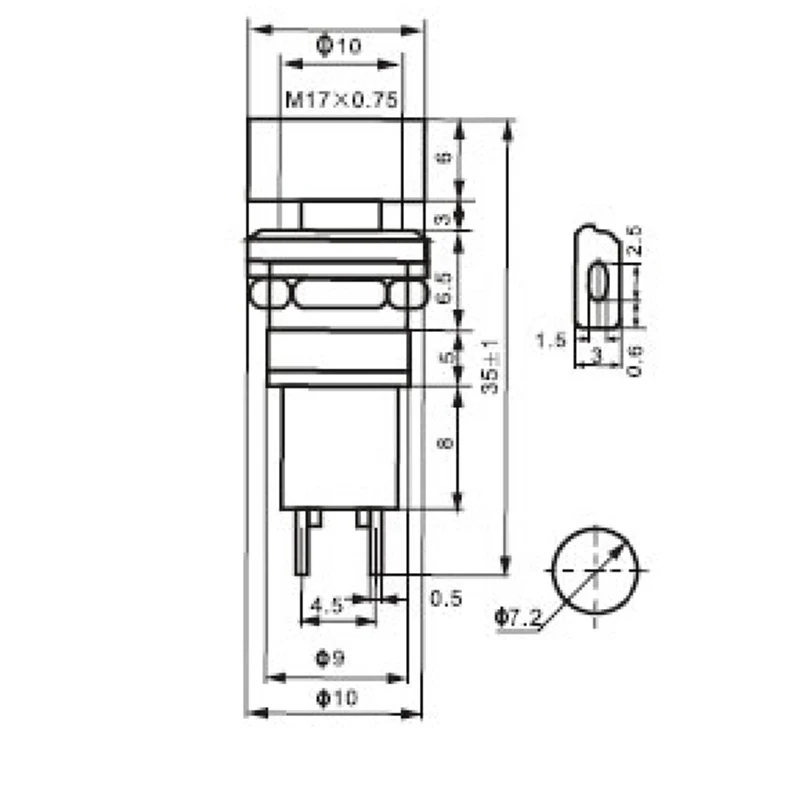 5ชิ้น DS-323รีเซ็ตตัวเองสวิตช์ปุ่มไมโครคืนฤดูใบไม้ผลิมินิ PUSH OFF-(ON) สีแดงสีเขียว