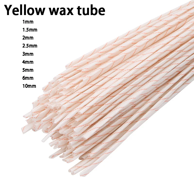 1 pack of 5 meters Yellow wax tube 1mm~10mm Fiberglass sleeving High temperature insulated wire casing Glass Fiber Tube