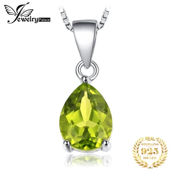 JewelryPalace 1.4ct natural Peridot 925 sterling silver pendant necklace for women green gemstone anniversary gift without chain