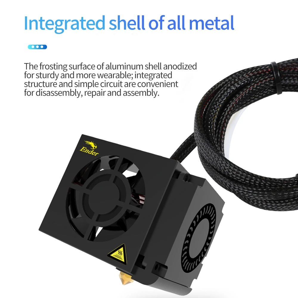 Creality Ender-3 montado kit hotend completa extrusora substituição kit duplo ventilador 0.4mm bico de alumínio bloco aquecimento